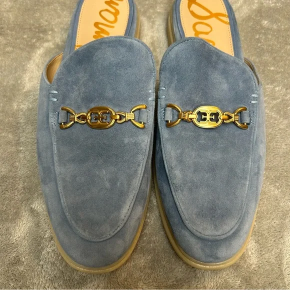 Sam Edelman Women’s Kira Blue & Gold Stone Suede Mule Size 9 M Slide On Shoes - Picture 8 of 16